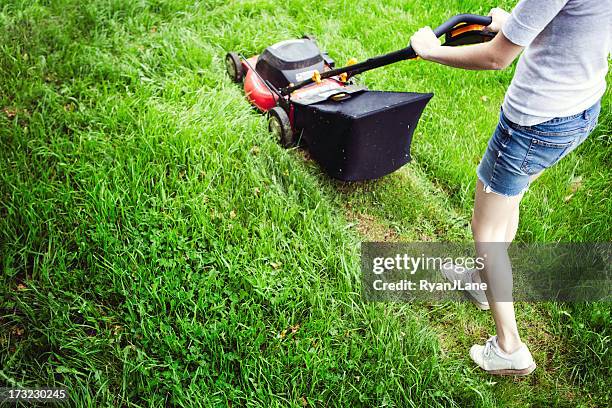 mowing the yard - mowing stock pictures, royalty-free photos & images
