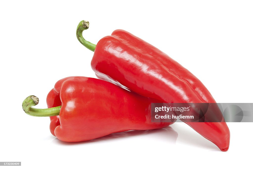 Red peppers isolated on white background