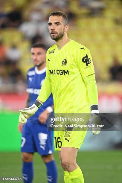 Pau Lopez goalkeeper of Olympique de Marseille in action during the Ligue 1 Uber Eats match between AS Monaco and Olympique de Marseille at Stade...