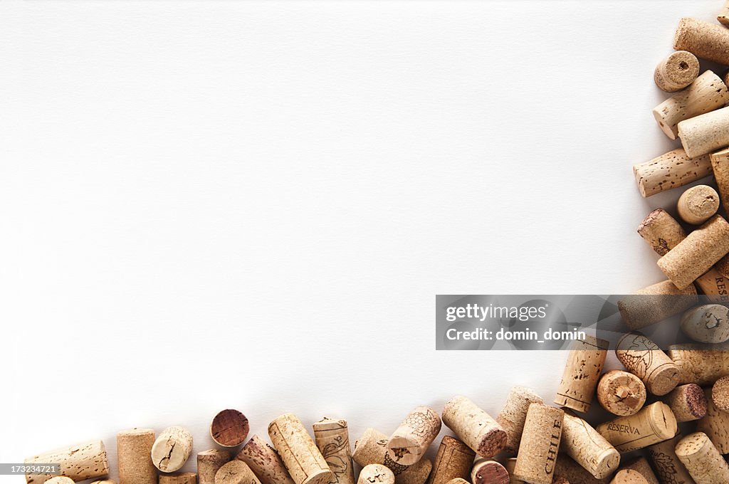 Wine corks frame isolated on white background