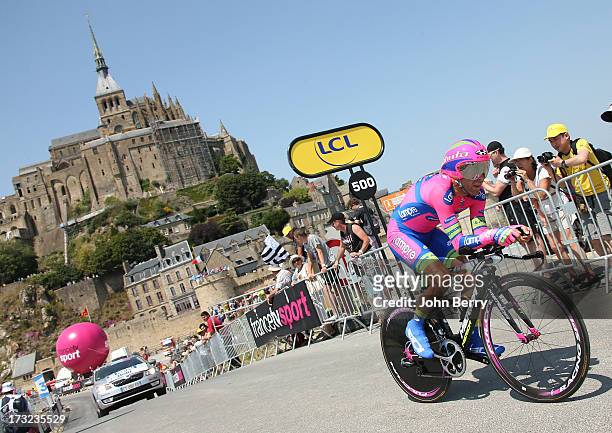 Manuele Mori of Italy and Team Lampre-Merida in action during Stage Eleven of the Tour de France 2013 - the 100th Tour de France -, a 33 km...