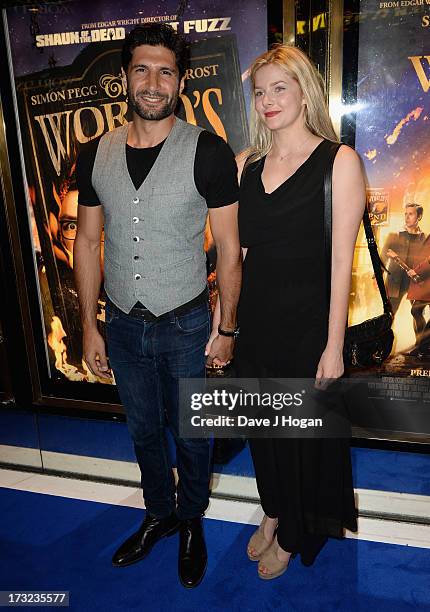 Kayvan Novak and Rachel Hurd-Wood attend "The World's End" world premiere at the Empire Leicester Square on July 10, 2013 in London, England.