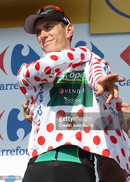 Pierre Rolland of France and Team Europcar keeps the best climber's jersey after Stage Eleven of the Tour de France 2013 - the 100th Tour de France...
