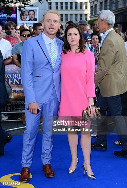 Simon Pegg and wife Maureen attend the World Premiere of 'The World's End' at Empire Leicester Square on July 10, 2013 in London, England.