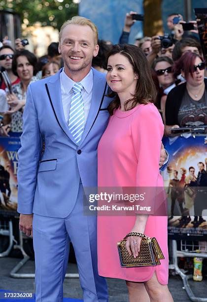 Simon Pegg and wife Maureen attend the World Premiere of 'The World's End' at Empire Leicester Square on July 10, 2013 in London, England.