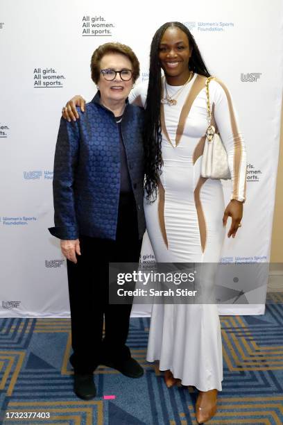 Billie Jean King and Claressa Shields attend Women's Sports Foundation's Annual Salute To Women In Sports at Cipriani Wall Street on October 12, 2023...