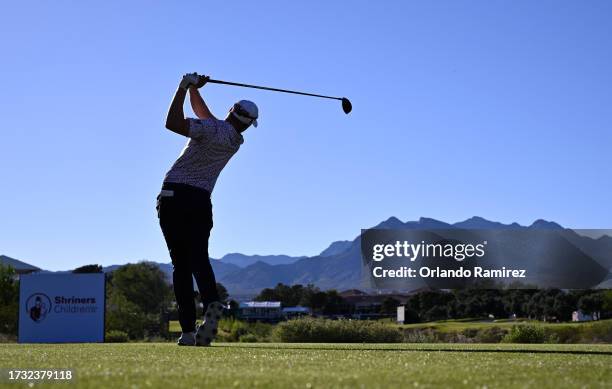 Adam Long of the United States plays his shot from the 18th tee during the first round of the Shriners Children's Open at TPC Summerlin on October...