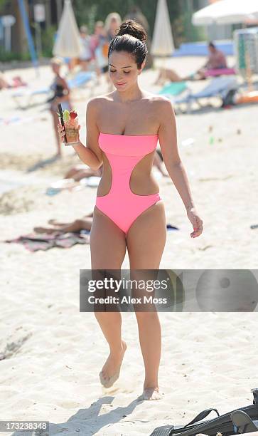 Tulisa Contostavlos sighting at Reggae Beach in San Antonio on July 10, 2013 in Ibiza, Spain.