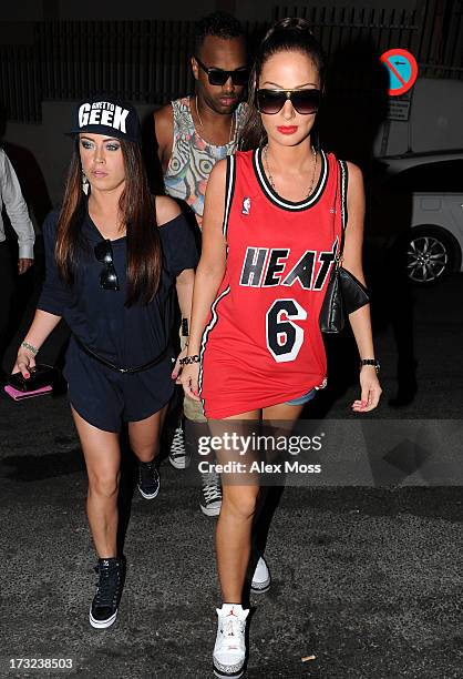 Tulisa Contostavlos arrives at the Ibiza Rocks Hotel on July 10, 2013 in Ibiza, Spain.