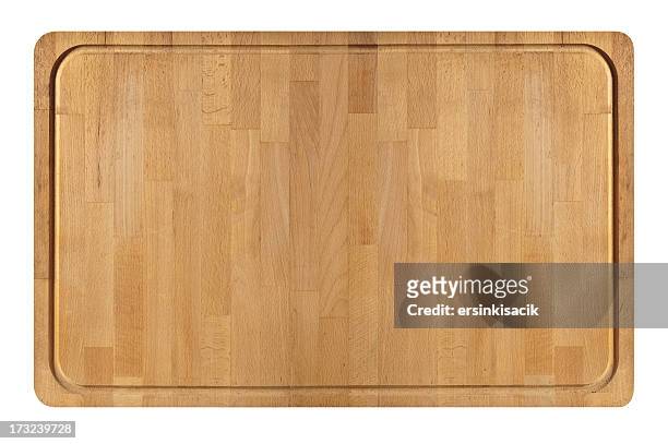 ampia tagliere di legno - immagine on white board foto e immagini stock