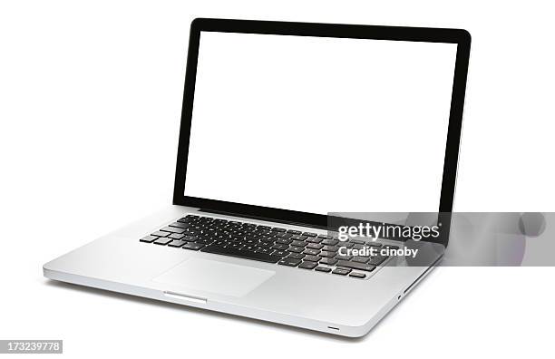 laptop isoliert auf weiss - laptop on white background stock-fotos und bilder