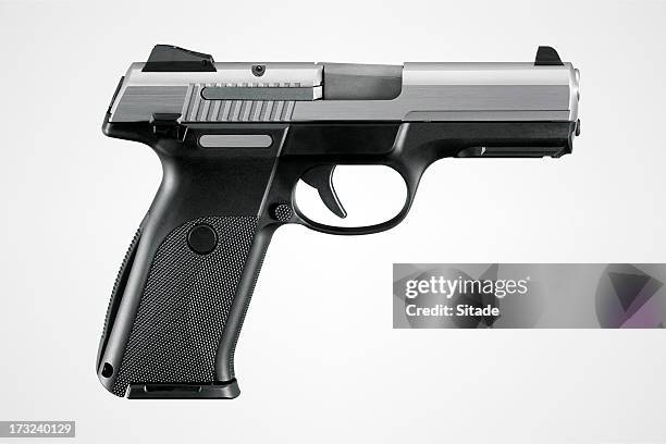 gun with clipping path - shooting crime stock pictures, royalty-free photos & images