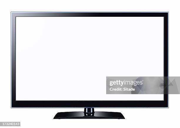 tv with two clipping paths - television industry stockfoto's en -beelden