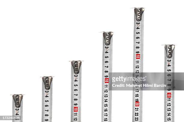 tape measures like a graph - measure length stock pictures, royalty-free photos & images