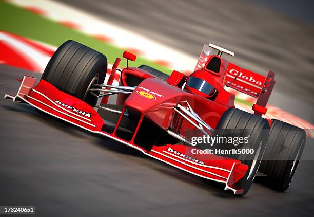 open-wheel single-seater car car on racetrack, clipping path included - single object stock pictures, royalty-free photos & images