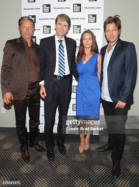 Actor Mads Mikkelsen, Consul General in New York, Ambassador Jarl Frijs-Madsen, Kristina Djurhuus and Writer, Director Thomas Vinterberg attend "The...