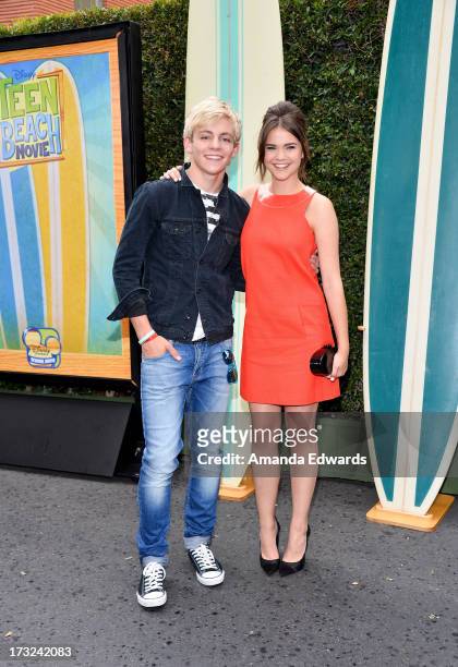 Actor Ross Lynch and actress Maia Mitchell arrive at a special screening of Disney Channel's "Teen Beach Movie" at Walt Disney Studios on July 10,...