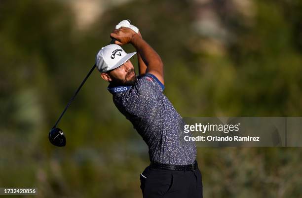 Erik van Rooyen of South Africa plays his shot from the 15th tee during the first round of the Shriners Children's Open at TPC Summerlin on October...