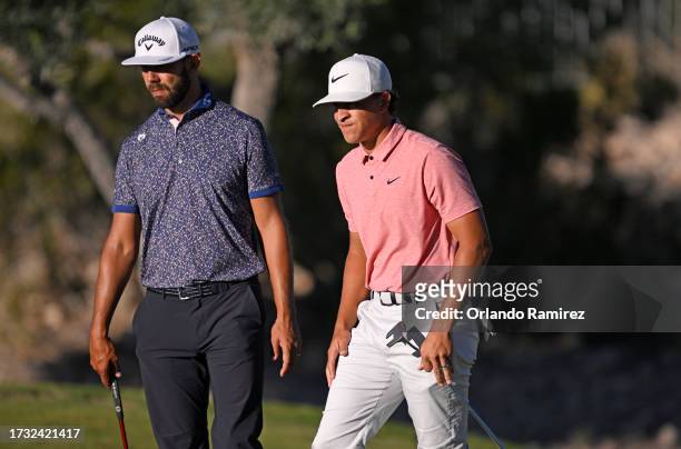 Erik van Rooyen of South Africa and Cameron Champ of the United States walk from the 15th tee during the first round of the Shriners Children's Open...