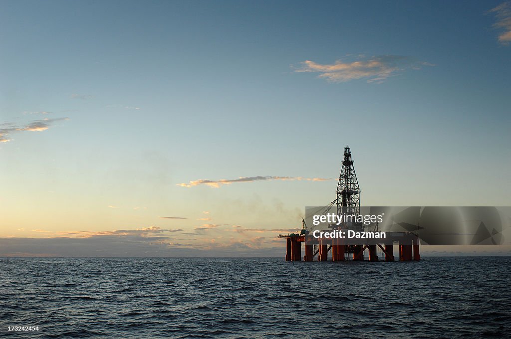 An oil rig in the ocean