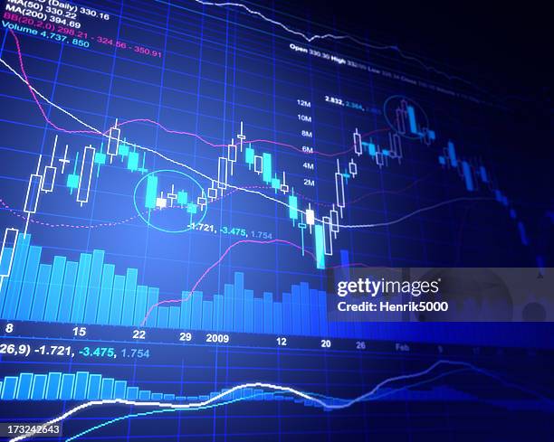 finanzielle diagramm - vorfahrt beachten stock-fotos und bilder