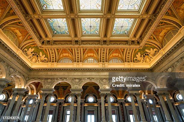 great hall library of congress, washington, d.c. usa - library of congress interior stock pictures, royalty-free photos & images