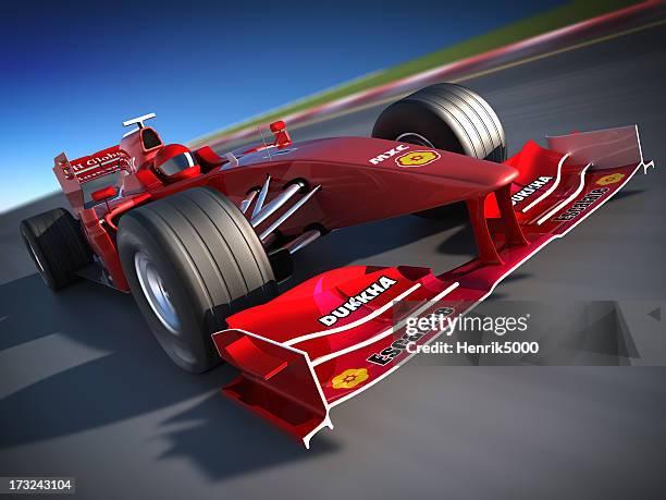 open-wheel single-seater racing car car on racetrack, clipping path included - formula 1 個照片及圖片檔