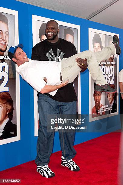 Shaquille O'Neal and Adam Sandler attend the "Grown Ups 2" New York Premiere at AMC Lincoln Square Theater on July 10, 2013 in New York City.