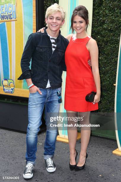 Actor/singer Ross Lynch and actress Maia Mitchell attend the cast of 'Teen Beach Movie' reunion for movie night at Walt Disney Studios on July 10,...