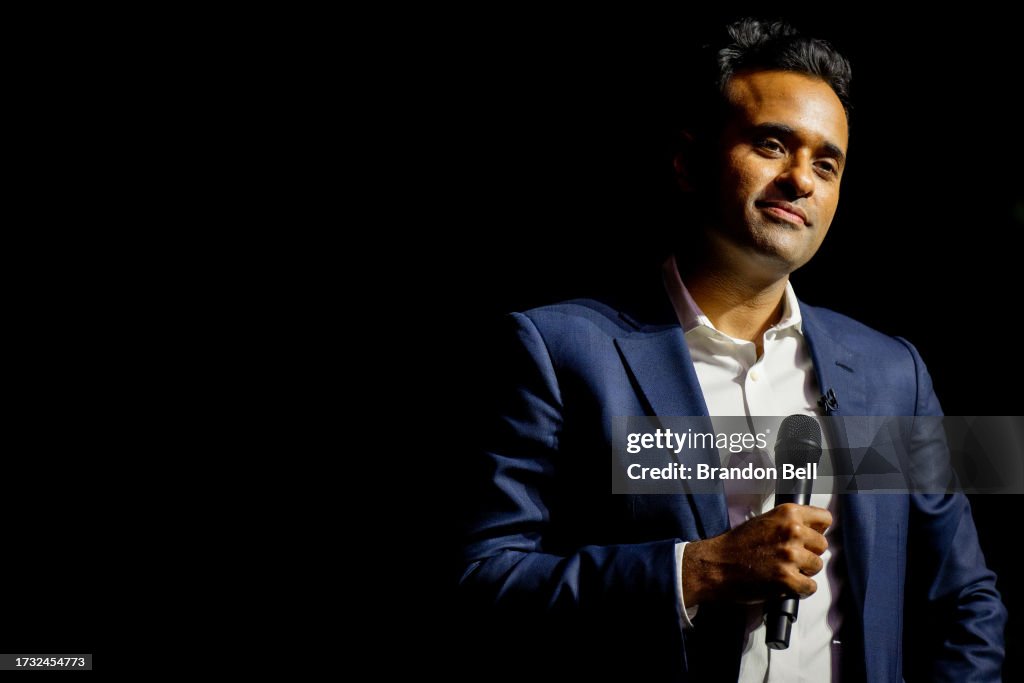 Vivek R Republican presidential candidate Vivek Ramaswamy listens to a... News ...