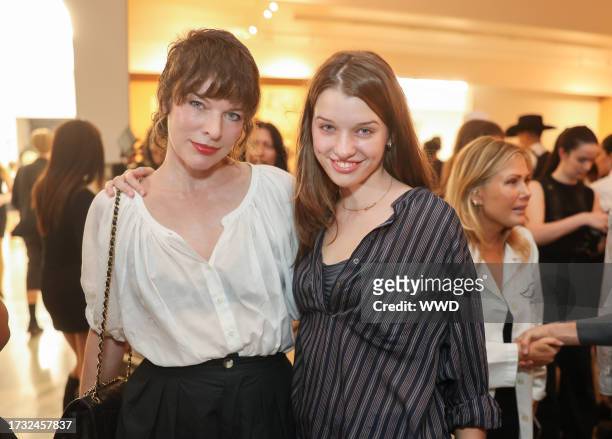 Milla Jovovich and Ever Anderson at the Imitation of Christ fashion show held at The Hole Gallery during LA Fashion Week 2023 on October 18, 2023 in...