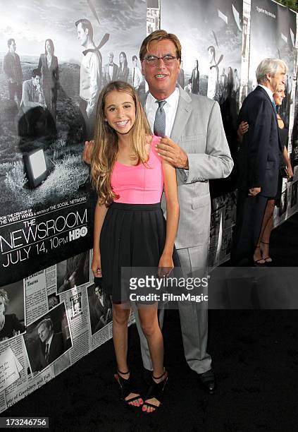 Creator/Executive Producer Aaron Sorkin and daughter Roxy Sorkin attend HBO's "The Newsroom" season 2 premiere at Paramount Studios on July 10, 2013...