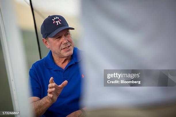 Michael Eisner, chairman of Tornante Co. LLC, speaks during a Bloomberg Television interview on the sidelines of the Allen & Co. Media and Technology...