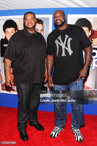 Grizz Chapman and Shaquille O'Neal attend the "Grown Ups 2" New York Premiere at AMC Lincoln Square Theater on July 10, 2013 in New York City.