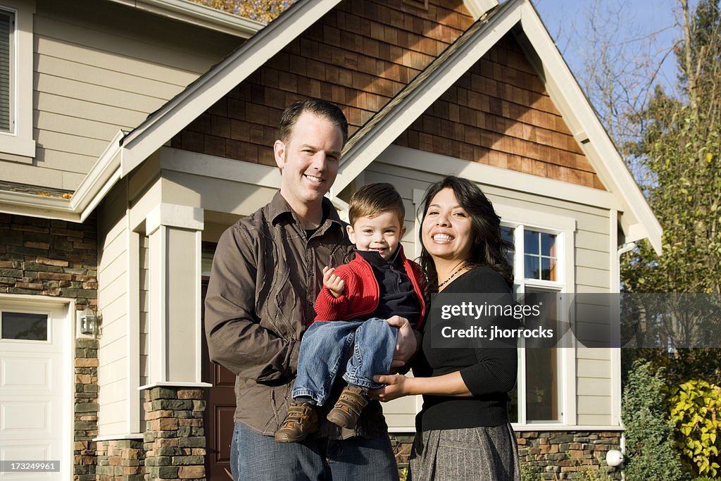 Young Mixed Race Family at Home