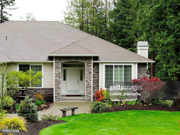 modern home exterior - front view stock pictures, royalty-free photos & images