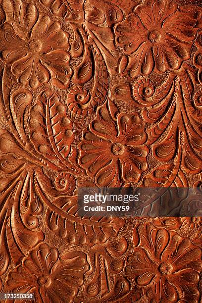 tooled leather - leather pattern stock pictures, royalty-free photos & images