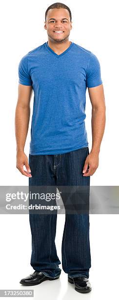 standing young man smiling - short sleeved 個照片及圖片檔