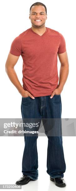 smiling young man standing - blue pants stock pictures, royalty-free photos & images