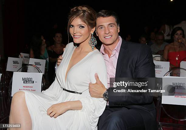 Ana Barbara and Juan Soler attend Telemundo's "Marido en Alquiler" Presentation at Telemundo Studios on July 10, 2013 in Miami, Florida.