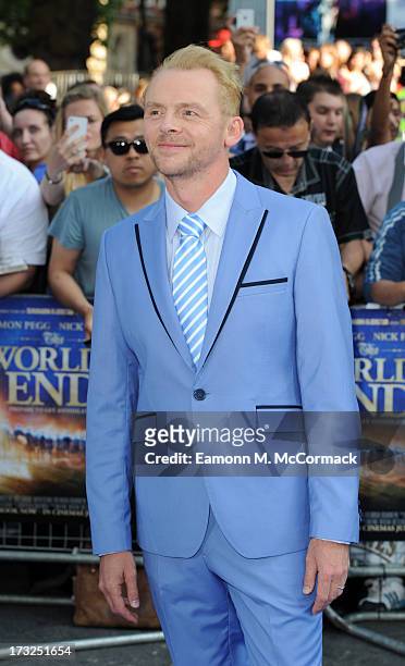 Simon Pegg attends the World Premiere of 'The World's End' at Empire Leicester Square on July 10, 2013 in London, England.
