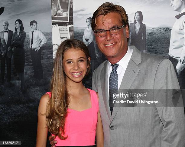 Executive producer Aaron Sorkin and daughter Roxy Sorkin attend the premiere of HBO's "The Newsroom" Season 2 at the Paramount Theater on the...