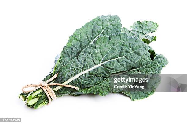 lacinato couve, verde-primas vegetais presa punhado, isolado a branco - couve imagens e fotografias de stock