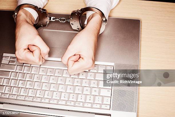 internet crime (horizontal) - laptop ban stock pictures, royalty-free photos & images