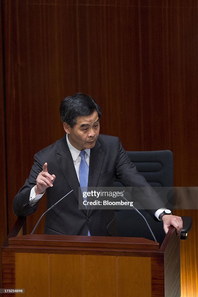 Chief Executive Leung Chun-Ying Attends Q&A Session at Legco