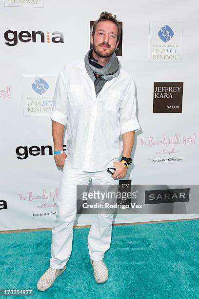 Acotr and model MYC Agnew arrives at "The Fountain Of Youth White Party" to Celebrate GEN:A and the launch of Michael Hogg's book "The Age-nostic...