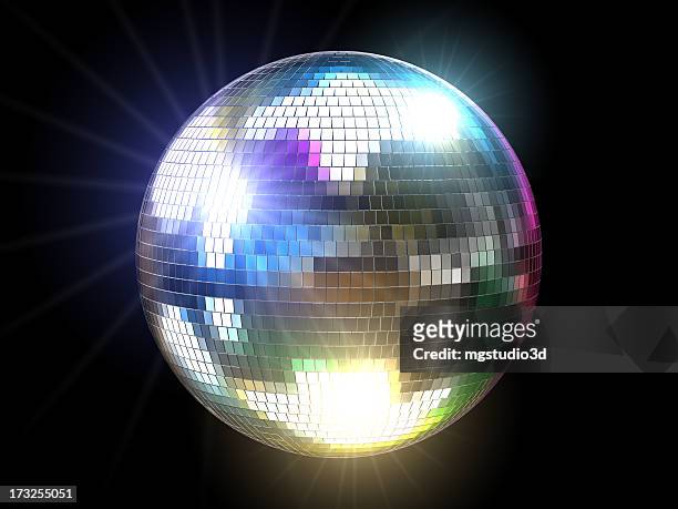mirrored disco ball reflecting colored lights - disco ball bildbanksfoton och bilder