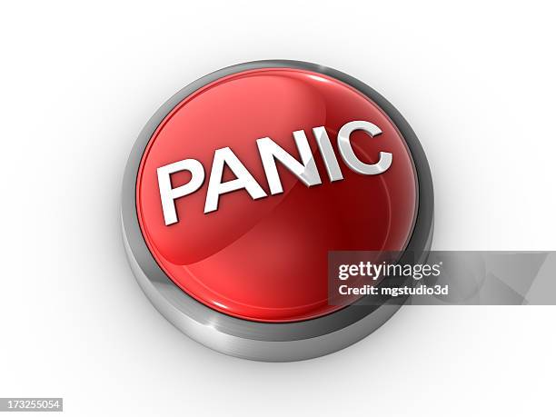 red panic button on white background - red panic button stock pictures, royalty-free photos & images