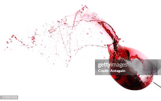 red wine and wineglass - spilla bildbanksfoton och bilder