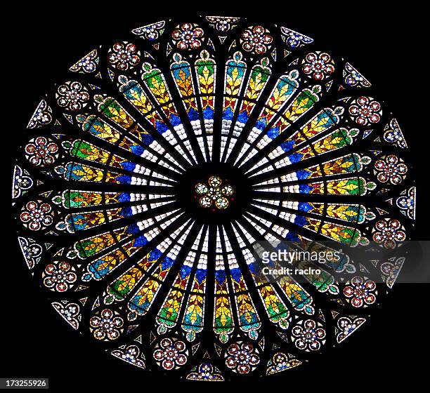 rose window, strasbourg cathedral, france - rose window stock pictures, royalty-free photos & images